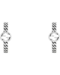 Gucci - Sterling Silver Interlocking G Hoop Earrings - Lyst