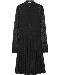 Burberry - Lace Check Midi Dress - Lyst