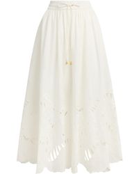 Zimmermann - Cotton Mahon Midi Skirt - Lyst