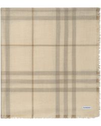 Burberry - Wool-Silk Reversible Check Scarf - Lyst