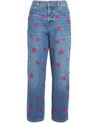 Weekend by Maxmara - Crystal-Embellished Cropped Straight Jeans - Lyst