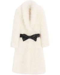 Valentino - Fur Bow-Belt Coat - Lyst