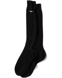 Miu Miu - Silk-Blend Logo Socks - Lyst