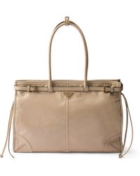 Prada - Extra Large Leather Bonnie Shoulder Bag - Lyst
