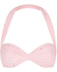 Norma Kamali Rhinestone-embellished Mesh Bikini Top - Pink