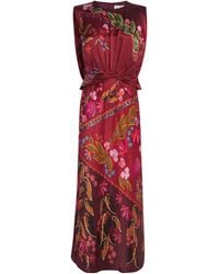 Saloni - Satin Terrazzo Print Gwen Midi Dress - Lyst