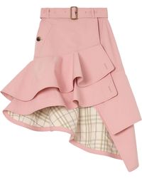 Burberry - Gabardine Trench Asymmetric Midi Skirt - Lyst