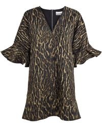 Ganni - Metallic Leopard Jacquard Mini Dress - Lyst