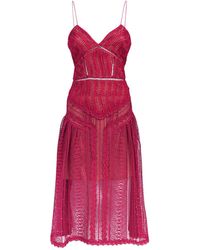 Self-Portrait Spiral Lace Midi Dress - Pink