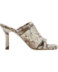 Burberry - Leather Snakeskin-effect Peep Sandals 85 - Lyst
