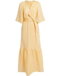 Eres - Linen Audacieuse Wrap Midi Dress - Lyst