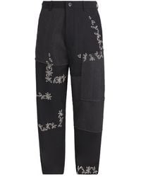 Kartik Research - Wool-Linen Embroidered Patchwork Trousers - Lyst
