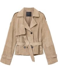 AllSaints - Suede Reed Trench Jacket - Lyst