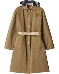 Miu Miu - Gabardine Hooded Trench Coat - Lyst