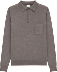 Saint Laurent - Wool Long-Sleeve Polo Sweater - Lyst