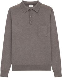 Saint Laurent - Wool Long-Sleeve Polo Sweater - Lyst
