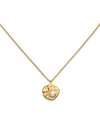 Monica Vinader - Vermeil And Pearl Capri Disc Necklace - Lyst