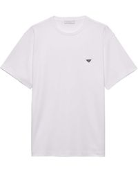 Prada - Triangle-Logo Crewneck T-Shirt - Lyst