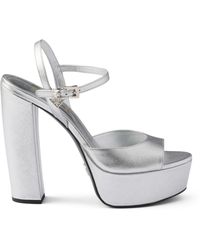 Prada - Patent Saffiano Leather Platform Sandals 115 - Lyst