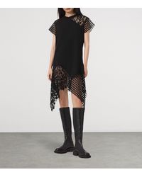 all saints crochet dress AllSaints Zala T-Shirt in Black DZB11B85-BLACK-ONESIZE Color170:Dark Navy/White Madame Monet - Navy White Lay flat to dry