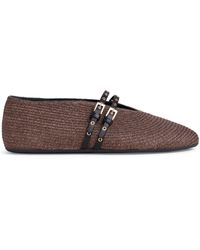 Alaïa - Raffia-Leather Ballet Flats - Lyst