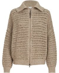 Brunello Cucinelli - Wool-Cashmere-Blend Embellished Cardigan - Lyst