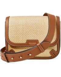 Aspinal of London - Leather Raffia-Front Ella Cross-Body Bag - Lyst