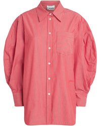 Ganni - Cotton Stripe Oxford Shirt - Lyst