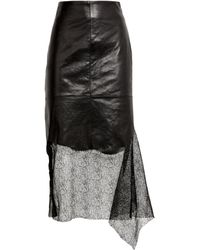 Helmut Lang - Leather Asymmetric Midi Skirt - Lyst