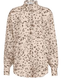 Brunello Cucinelli - Silk Lynx Print Pongee Shirt - Lyst