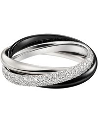 Cartier - Small White Gold, Ceramic And Diamond Trinity Ring - Lyst