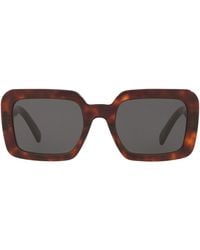 Celine - Tortoiseshell Square Triomphe Sunglasses - Lyst