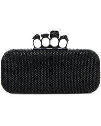 McQueen - Long Crystal-Embellished Knuckle Clutch Bag - Lyst