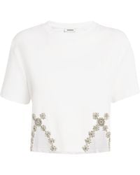 Sandro - Rhinestone-Embellished Crop T-Shirt - Lyst