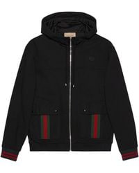 Gucci - Cotton Jersey Hooded Jacket With Web - Lyst