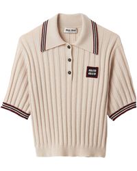 Miu Miu - Cashmere Knitted Polo Top - Lyst