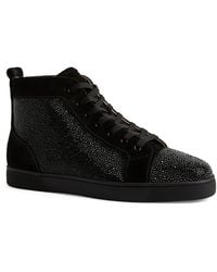 Christian Louboutin - Louis Strass High-Top Suede Sneakers - Lyst