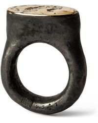 Parts Of 4 - Yellow Gold And Oxidised Sterling Silver Roman Ring - Lyst