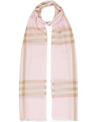 Burberry Lightweight Check Wool And Silk Scarf Rose Pink | Lyst