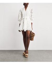 alice and olivia loryn embroidered mini shirt dress ALICE + OLIVIA Loryn Embroidered Dress