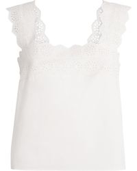 FRAME - Organic Cotton The Eyelet Tank Top - Lyst