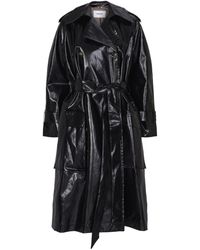 Nanushka Ambar Faux Patent Leather Trench Coat - Black