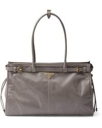Prada - Large Leather Top-Handle Bag - Lyst