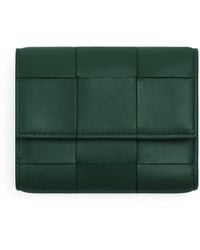 Bottega Veneta - Leather Intreccio Trifold Wallet - Lyst