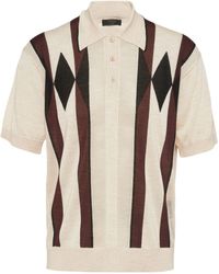 Prada - Cashmere Argyle Knit Polo Shirt - Lyst