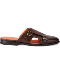 Santoni - Leather Monk Slippers - Lyst