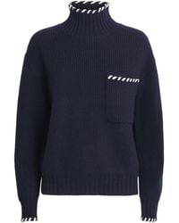 Sandro - Wool Topstitch Stand-Collar Sweater - Lyst