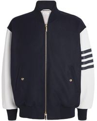 Thom Browne - Wool-Leather 4-Bar Oversized Bomber Jacket - Lyst