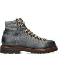 Brunello Cucinelli - Leather Lace-Up Hiker Boots - Lyst