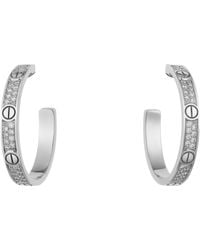 Cartier - White Gold And Diamond Love Hoop Earrings - Lyst